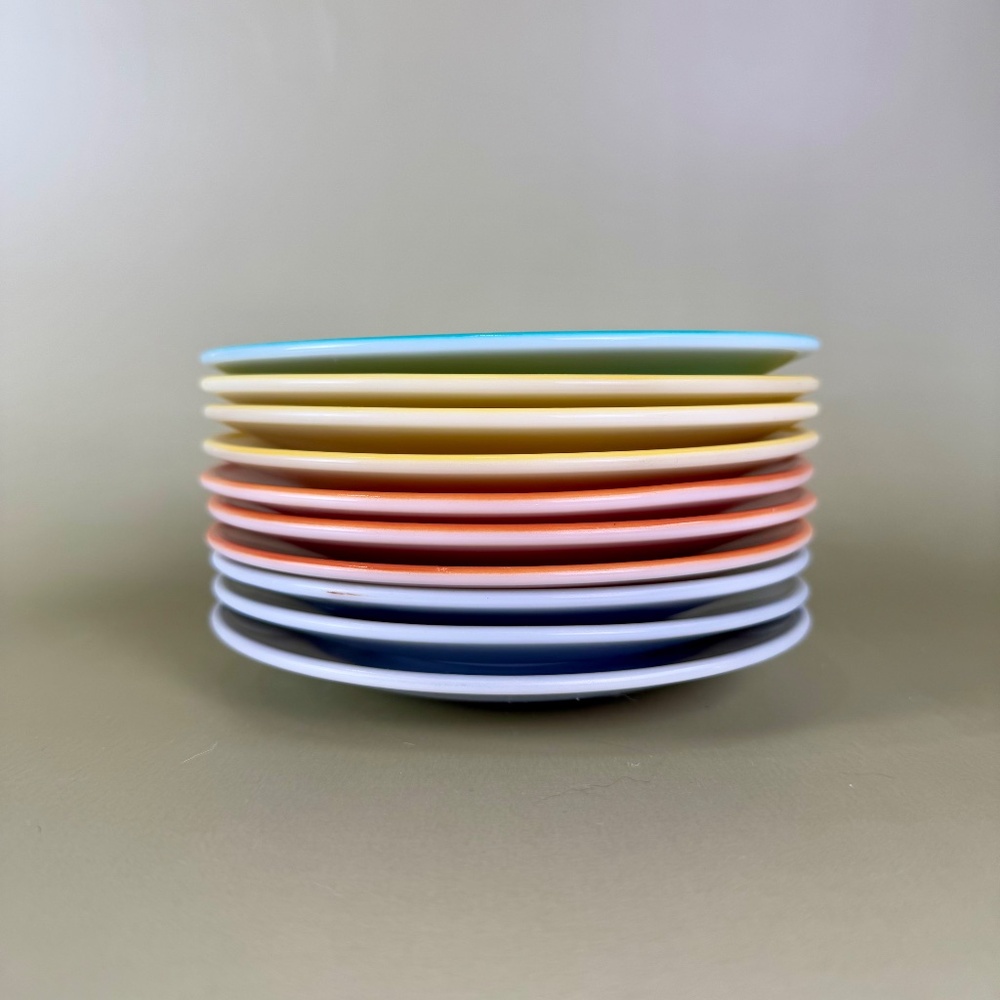 Vintage Hazel Atlas Crinoline Saucer -- Set of 10 plates – Mid-Century Modern - Picture 2 of 9